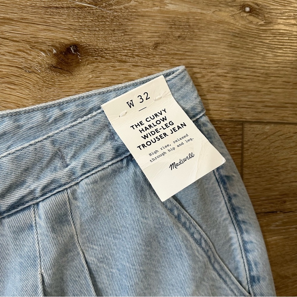 Madewell The Curvy Harlow Wide-Leg Trouser Light Wash Denim Jeans Sz W32 NWT - Picture 4 of 10
